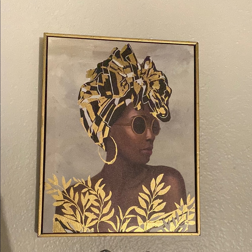 Elegant Gold & Black African Woman Wall Art Print